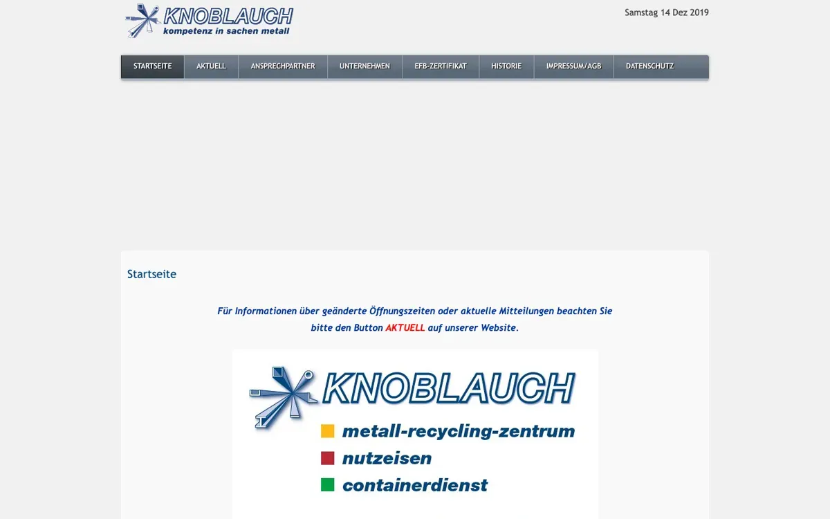 Carl Knoblauch GmbH & Co. KG: Website vorher