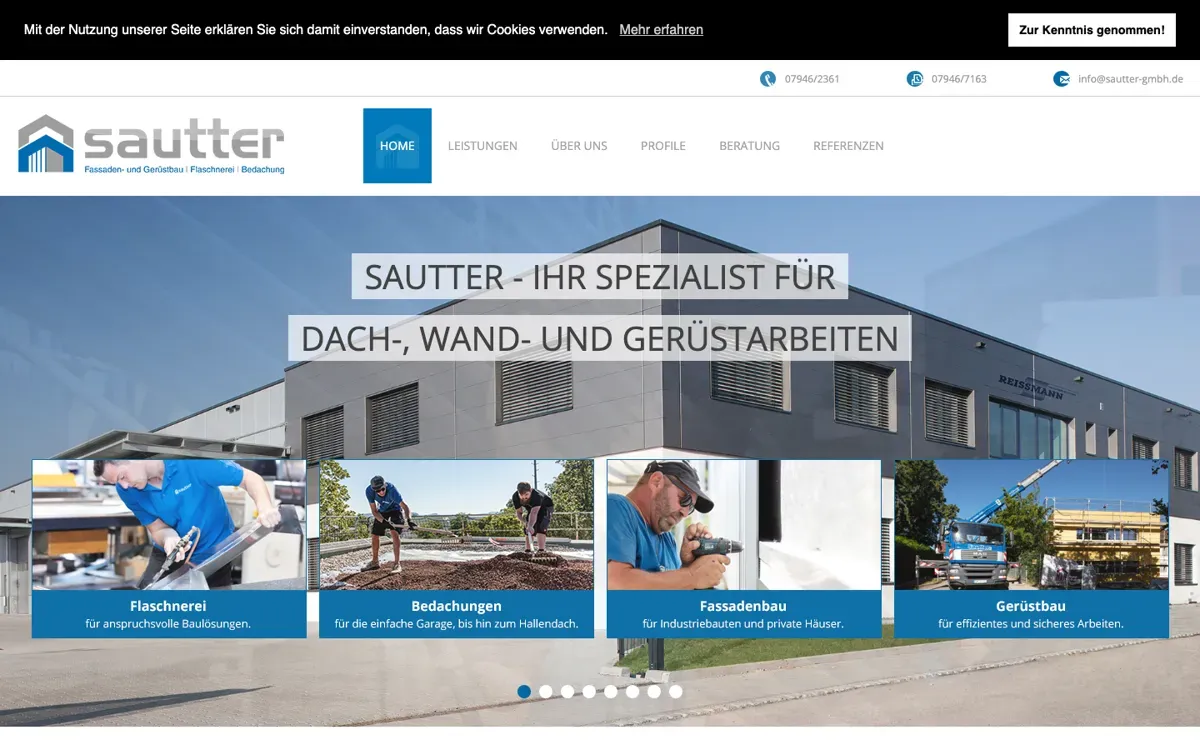 Sautter GmbH: Website vorher